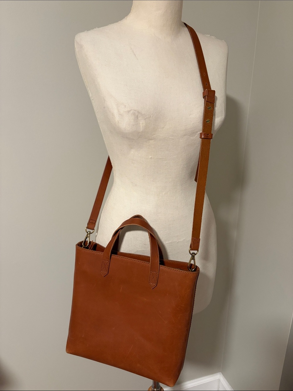 Madewell The Medium Transport Tote Leather Crossbody Bag English Saddle Brown